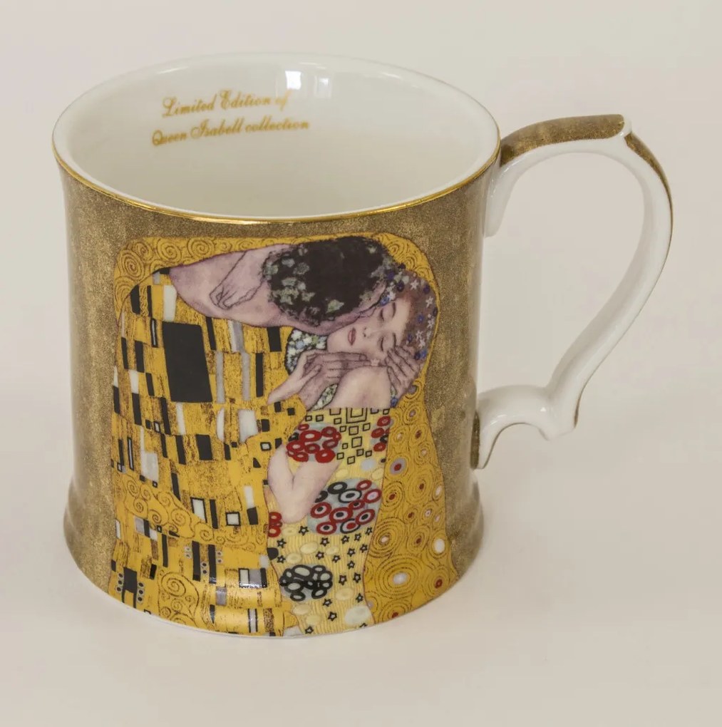 Porcelán 360ml barna bögre 1 személyes díszdobozban Gustav Klimt: A csók