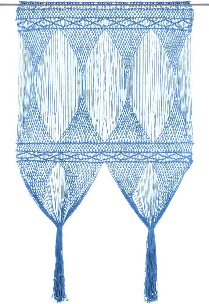 vidaXL kék makramé pamutfüggöny 140 x 240 cm