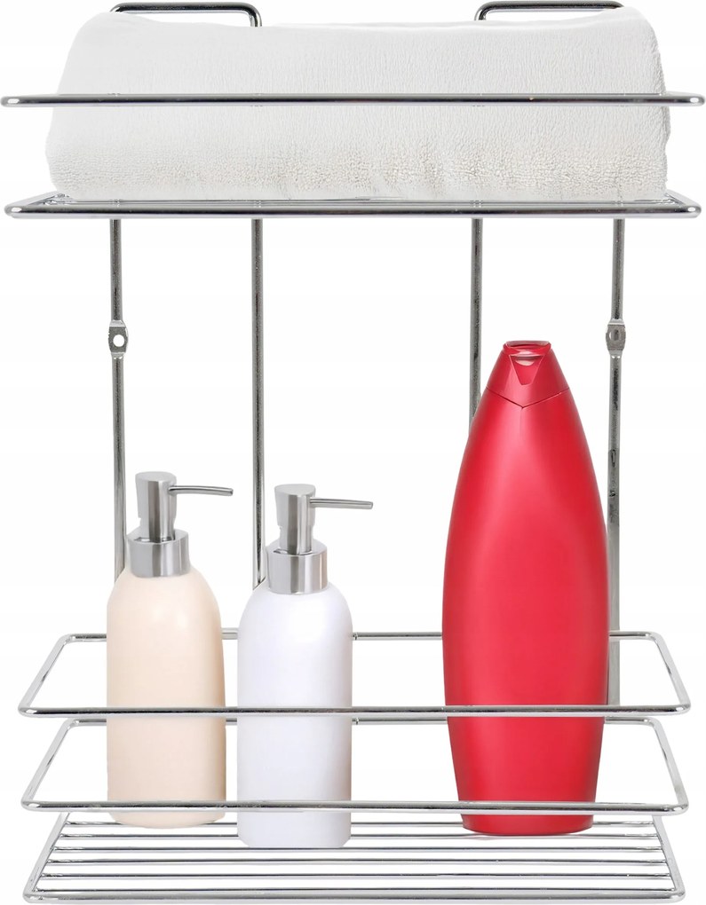 Ezüst Színű, Strapabíró Fém Polc A Fürdőszobába, Zuhany Alá Akasztható, Strapabíró
