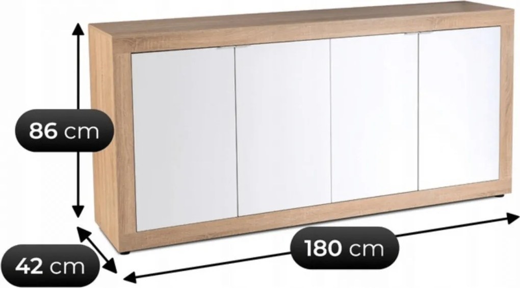 BLAGO komód 180 cm sonoma tölgy/fehér