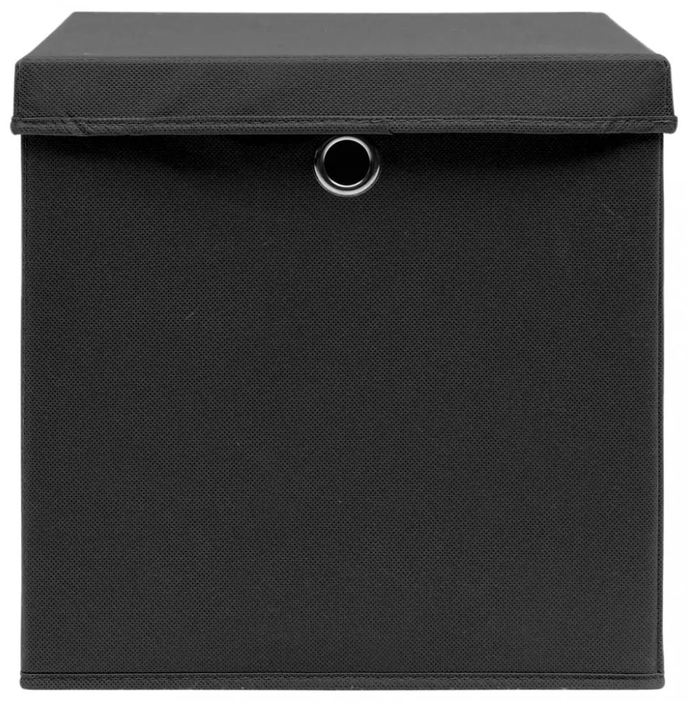 10 db fekete szövet tárolódoboz fedéllel 32 x 32 x 32 cm