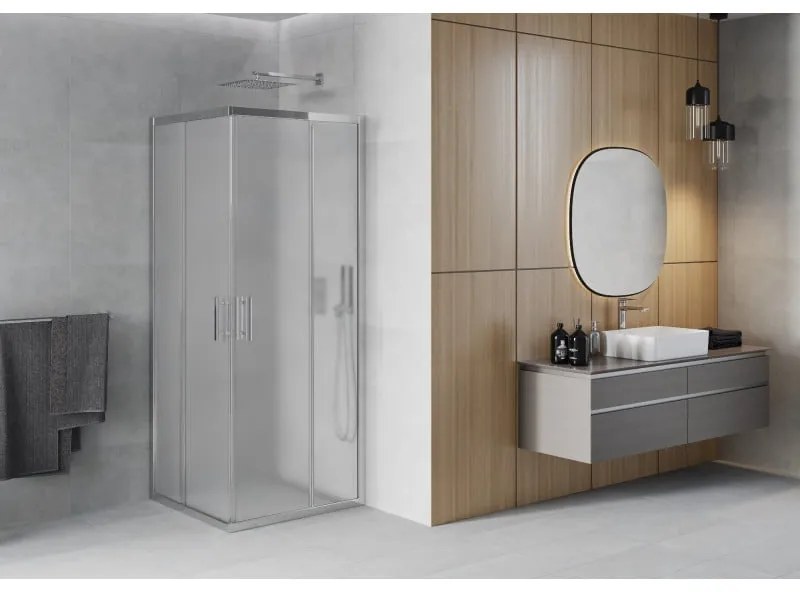 Mexen RIO - Négyzet alakú zuhanykabin 80x80 cm, matt, 860-080-080-01-30