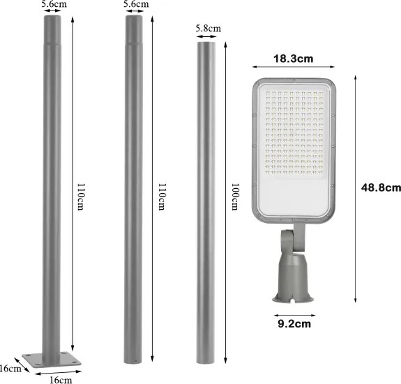 BRILAGI-LED kültéri lámpa oszloppal és kl. 3 m URBANLIGHT LED/100W/230V szürke IP65