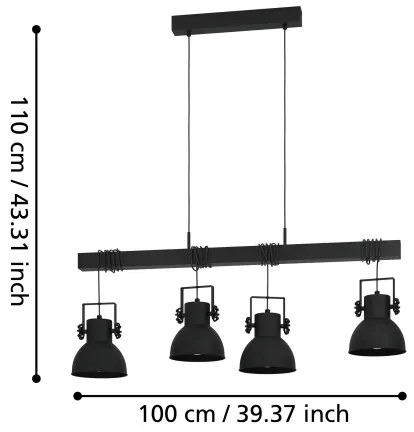 Eglo 43726 - Csillár zsinóron SHIREBROOK 4xE27/40W/230V