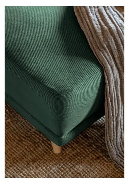 Zöld kordbársony kinyitható sarokkanapé (variálható) Lazy Lukka – Miuform