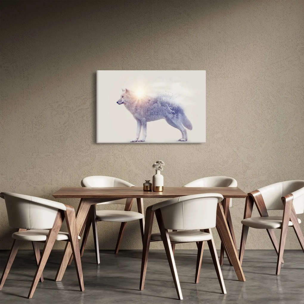 Kép - Vad tájakat tükröző sarkvidéki farkas (90x60 cm)