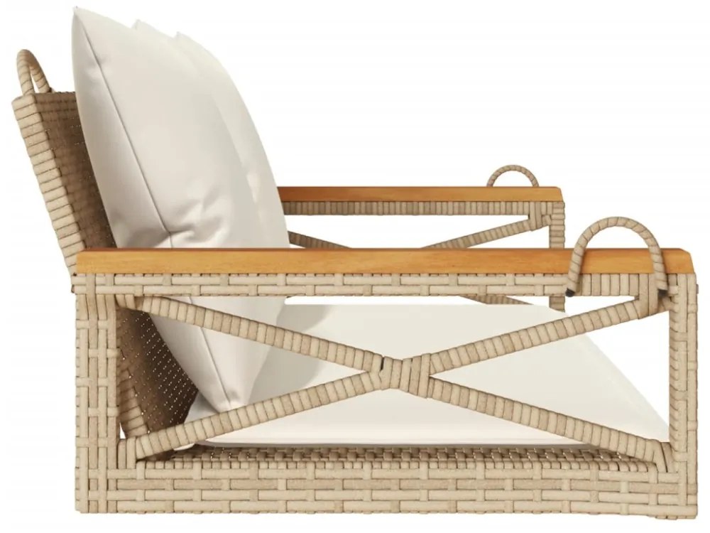 bézs polyrattan hintapad párnákkal 109 x 62 x 40 cm