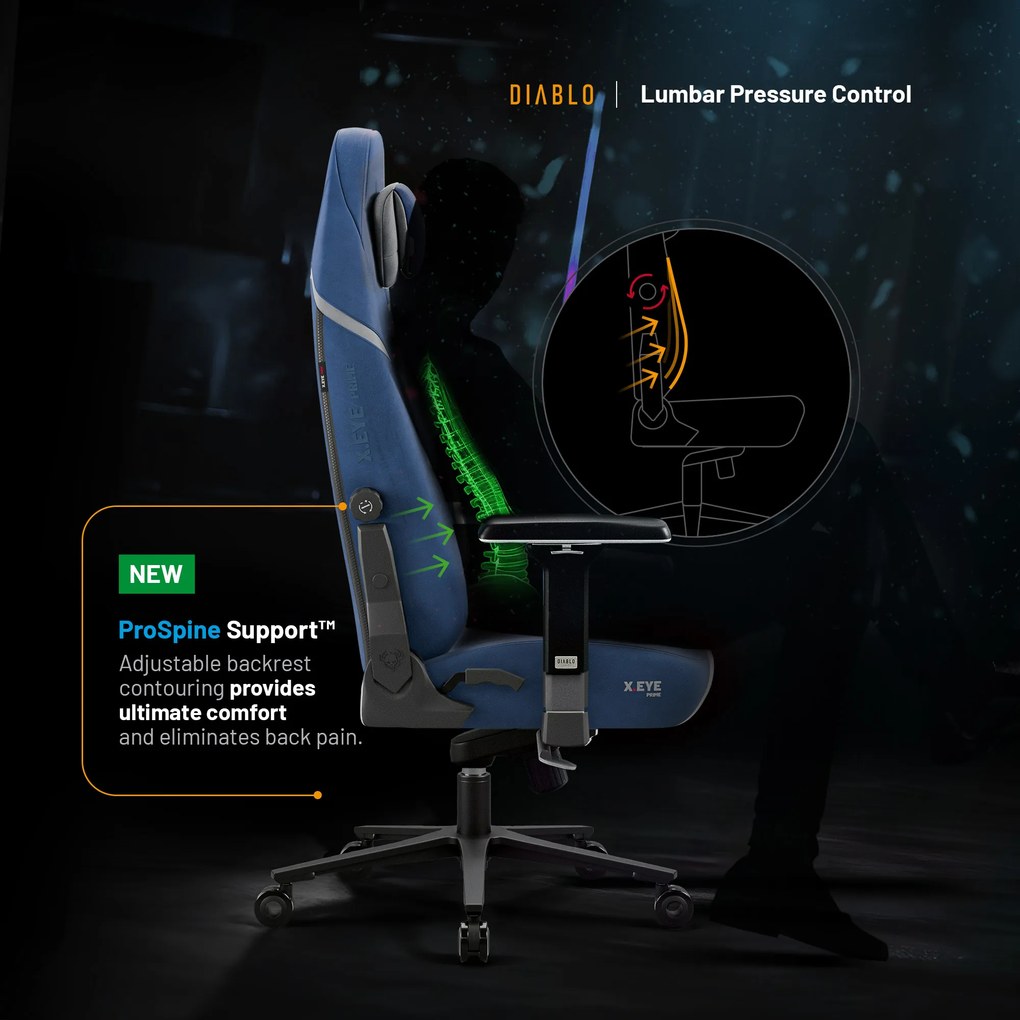 Gamer szék kék Normal Size: Diablo X-Eye Prime Meta Ocean
