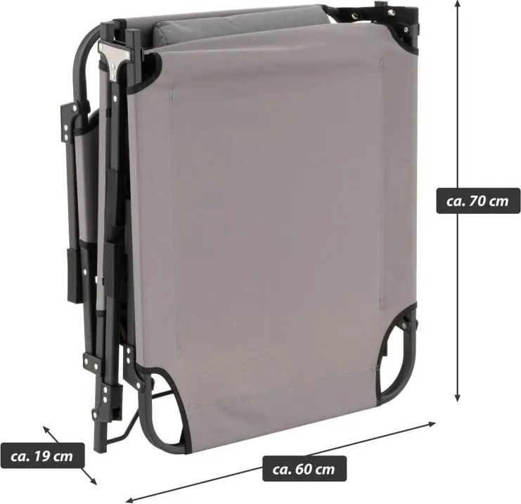 Összecsukható nyugágy  poliészter 182 x 60 x 30 cm szürke