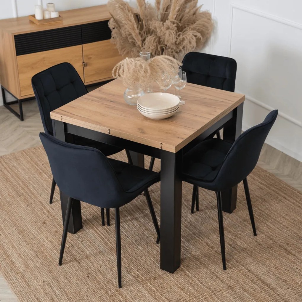 Bővíthető étkezőasztal 80–160 cm Craft tölgy / fekete színkombinációban – MAX