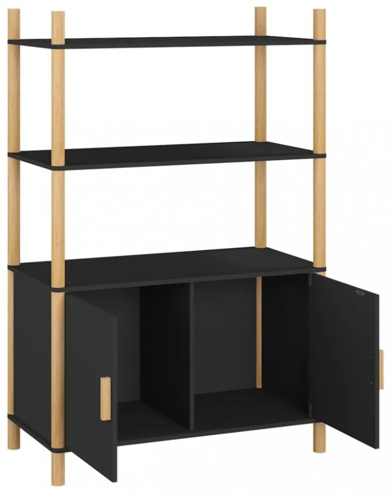 fekete szerelt fa magasszekrény 80x40x121 cm