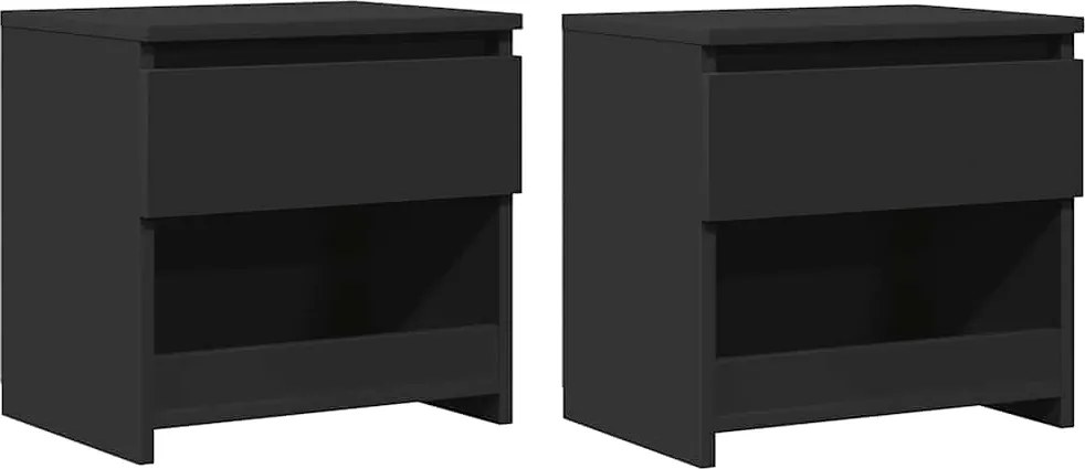 vidaXL 2 db fekete szerelt fa éjjeliszekrény 40 x 30 x 39 cm