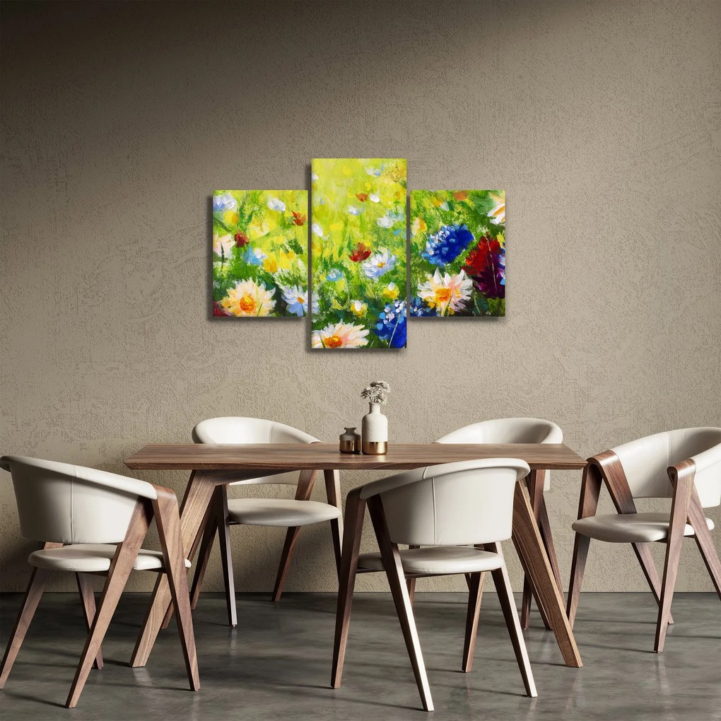 Virágzó rét képe, olajfestmény (90x60 cm)