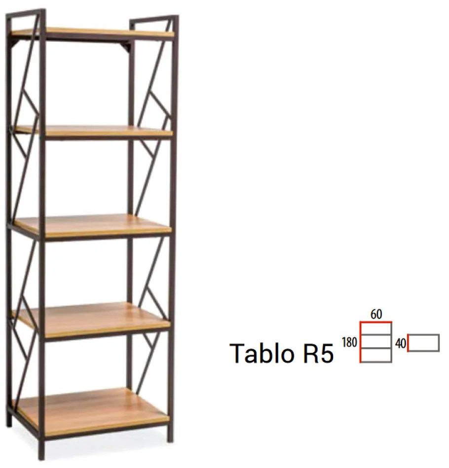 Tablo R5 180cm Könyvespolc Tölgy - Sötétbarna