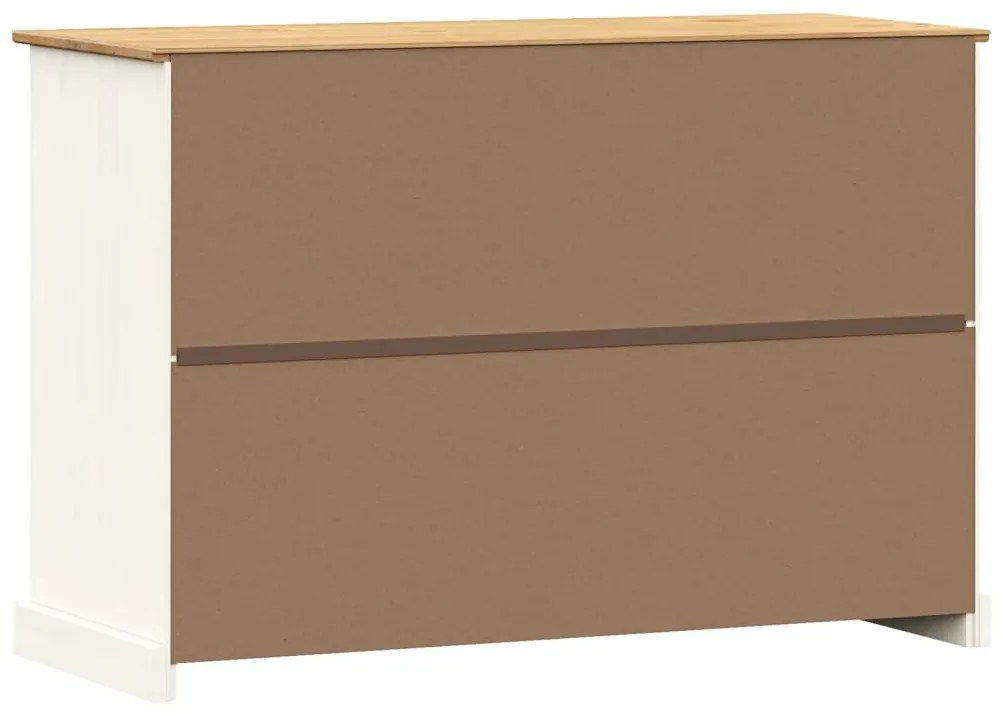 VIGO fehér tömör fenyőfa fiókos tálalószekrény 113x40x75 cm