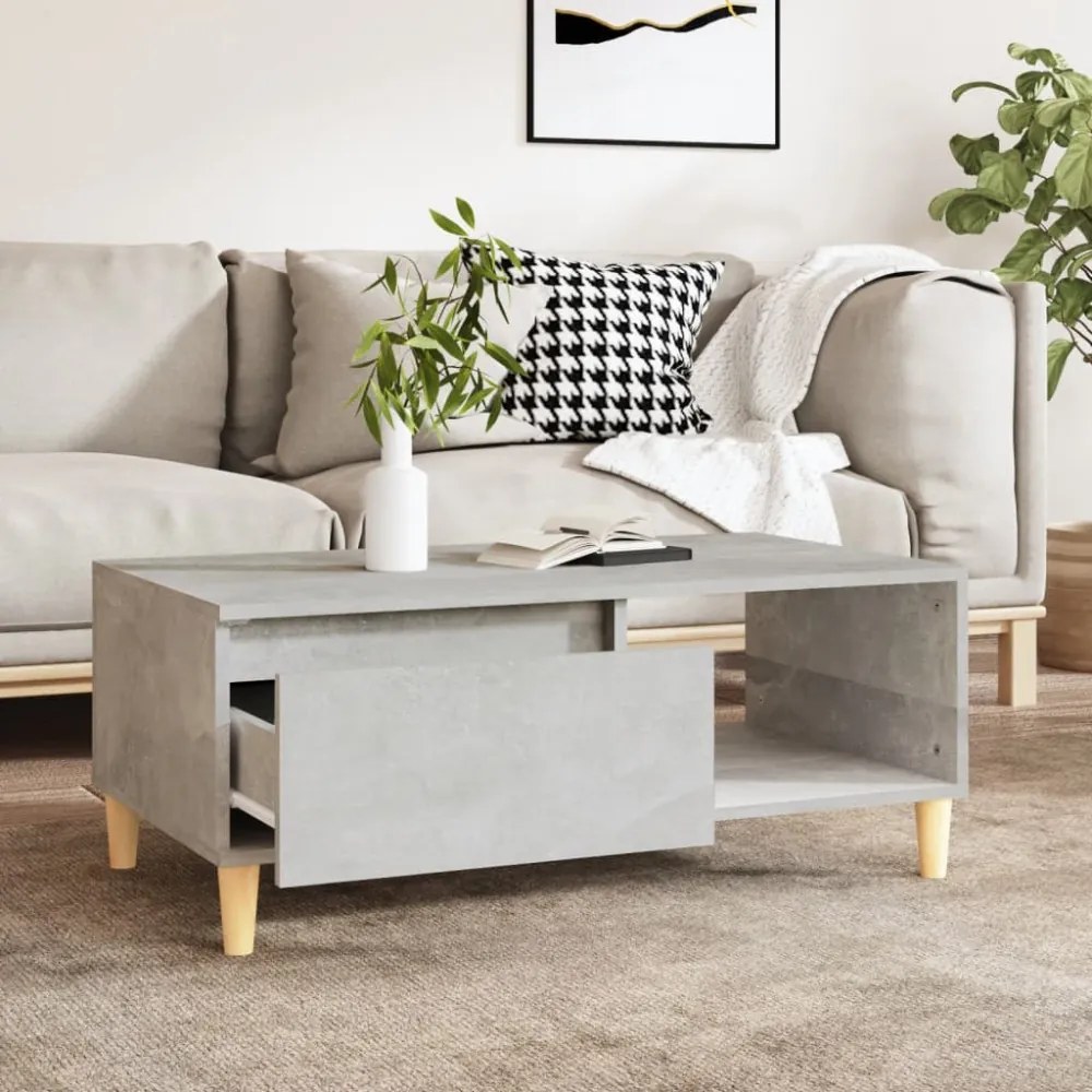 betonszürke szerelt fa dohányzóasztal 90x50x36,5 cm