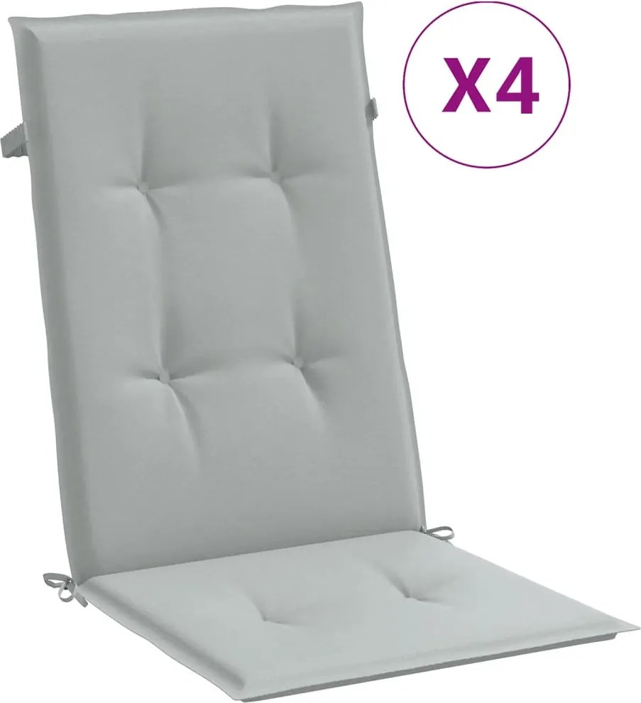 vidaXL 4 db világosszürke szövet magas háttámlájú székpárna 120x50x4cm