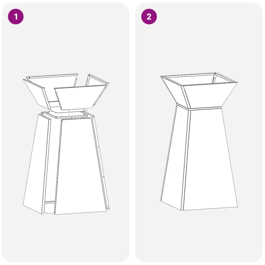 vidaXL Pillér Ültető Ezüst 35 x 35 x 73 cm