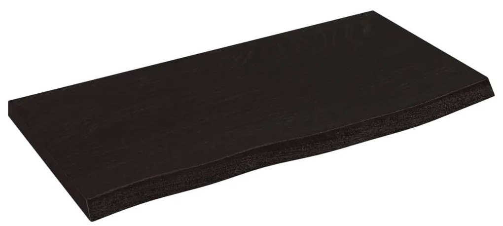 sötétbarna kezelt tömör tölgyfa fali polc 60x30x2 cm