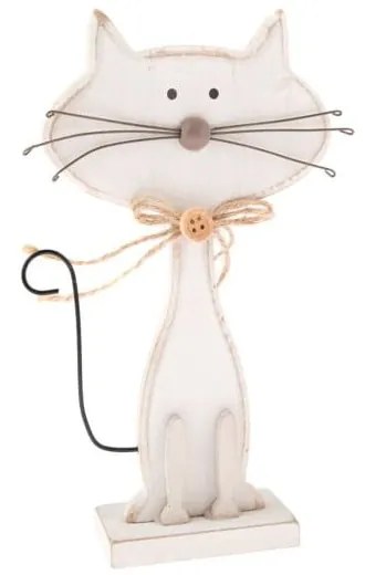 Cats macska alakú fehér fa dekoráció, magasság 18 cm - Dakls