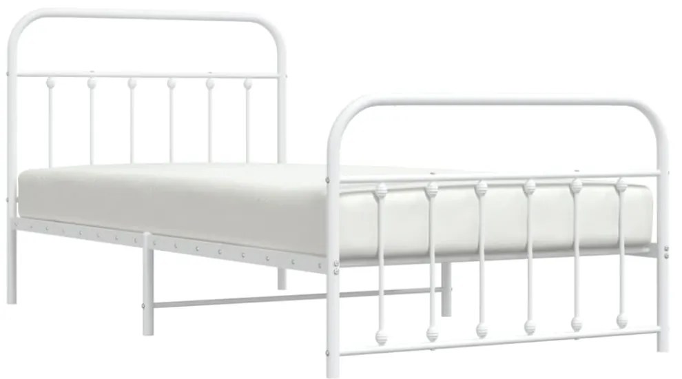 fehér fém ágykeret fej- és lábtámlával 107 x 203 cm
