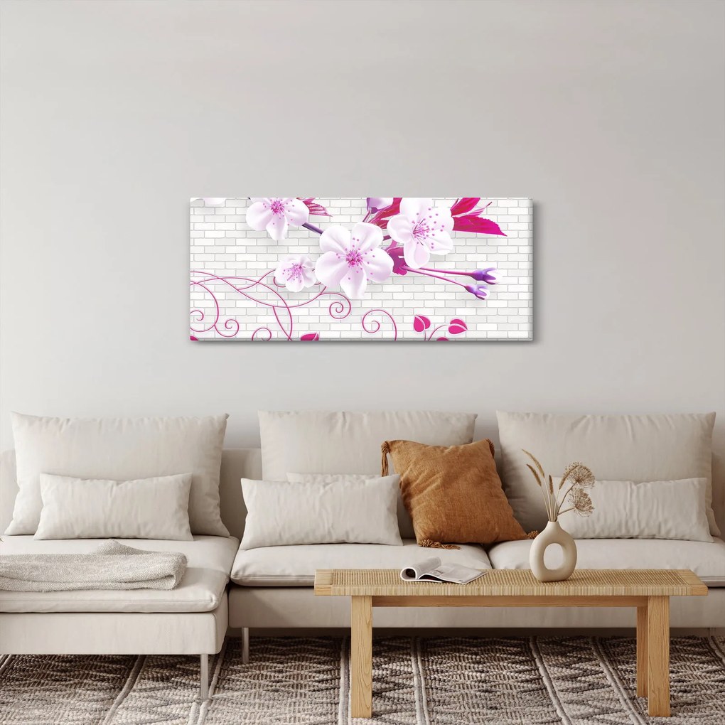 Virággal ellátott gally képe (120x50 cm)