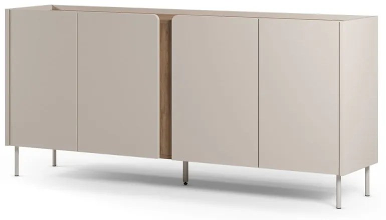 Krémszínű-natúr színű komód tölgyfa dekorral 180x82x40 cm Lucile – Marckeric