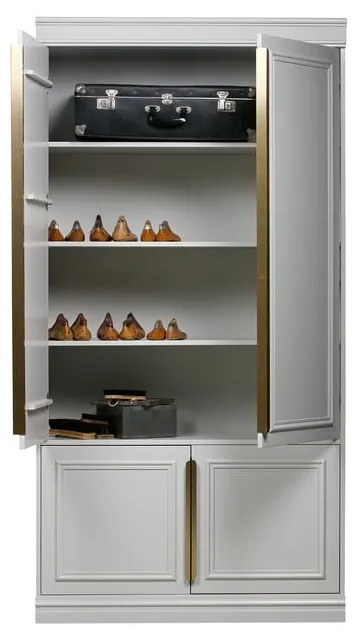 Világosszürke borovi fenyő ruhásszekrény klasszikus ajtóval 110x215 cm Organize – BePureHome