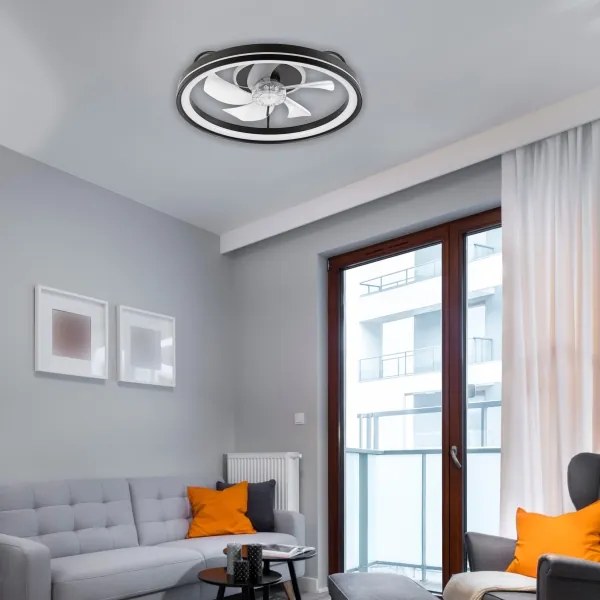 LED Mennyezeti lámpa ventilátorral FARGO LED/37W/230V fekete + távirányító
