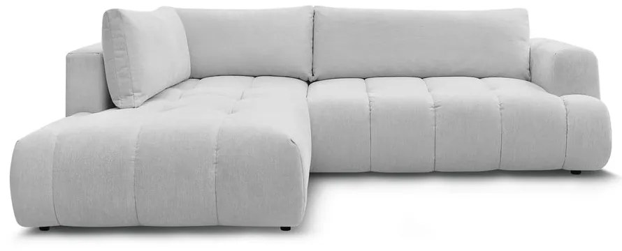 Világosszürke kinyitható-tárolóhelyes sarokkanapé (bal oldali-L alakú) Fuji – Bobochic Paris