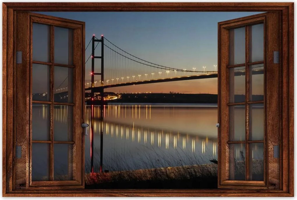 Poszterek 60x40 Kivilágított híd éjszaka