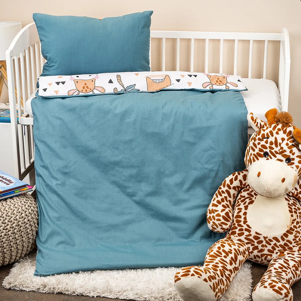 4Home gyerek pamut ágyneműhuzat kiságyba Little giraffe, 100 x 135 cm, 40 x 60 cm