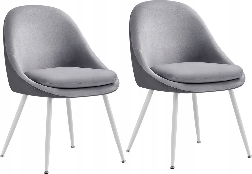 Kényelmes szürke étkező szék szett 2 db fehér acél lábak