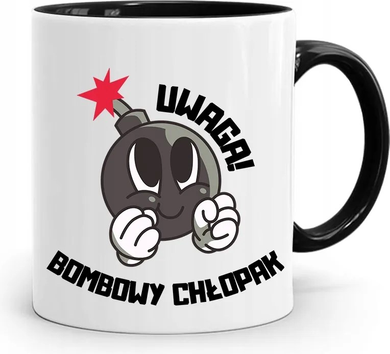 Bögre Ajándék Fekete Fiúnak Bomba Fiú nyomott mintával