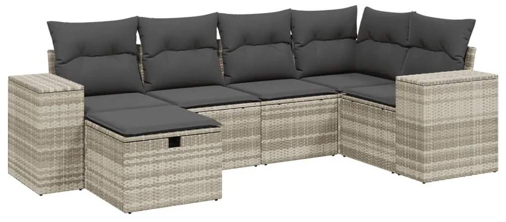 vidaXL 6 részes világosszürke polyrattan kerti ülőgarnitúra párnákkal