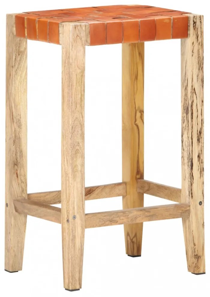 2 db barna valódi bőr bárszék 75 cm