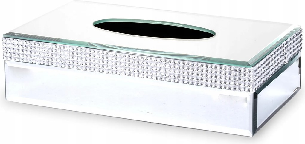 Zsebkendőtartó doboz ezüst csillogó kristályokkal