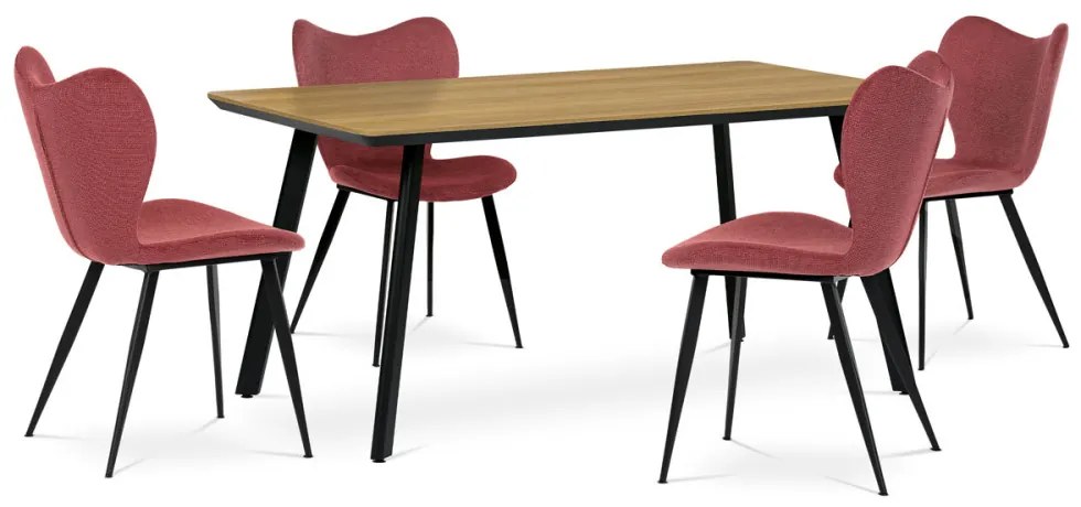 Scaun modern din țesătură în nuanță roșie cu picioare din metal negru. DCL-1031