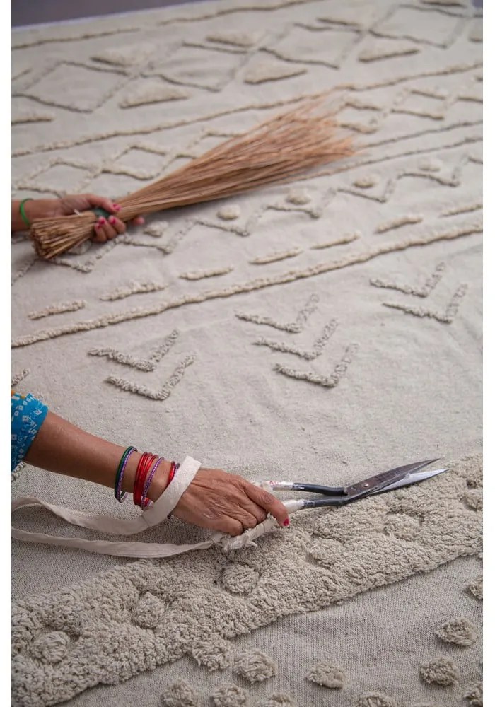Fehér mosható kézi szövésű pamut szőnyeg 200x300 cm Tribu Natural – Lorena Canals
