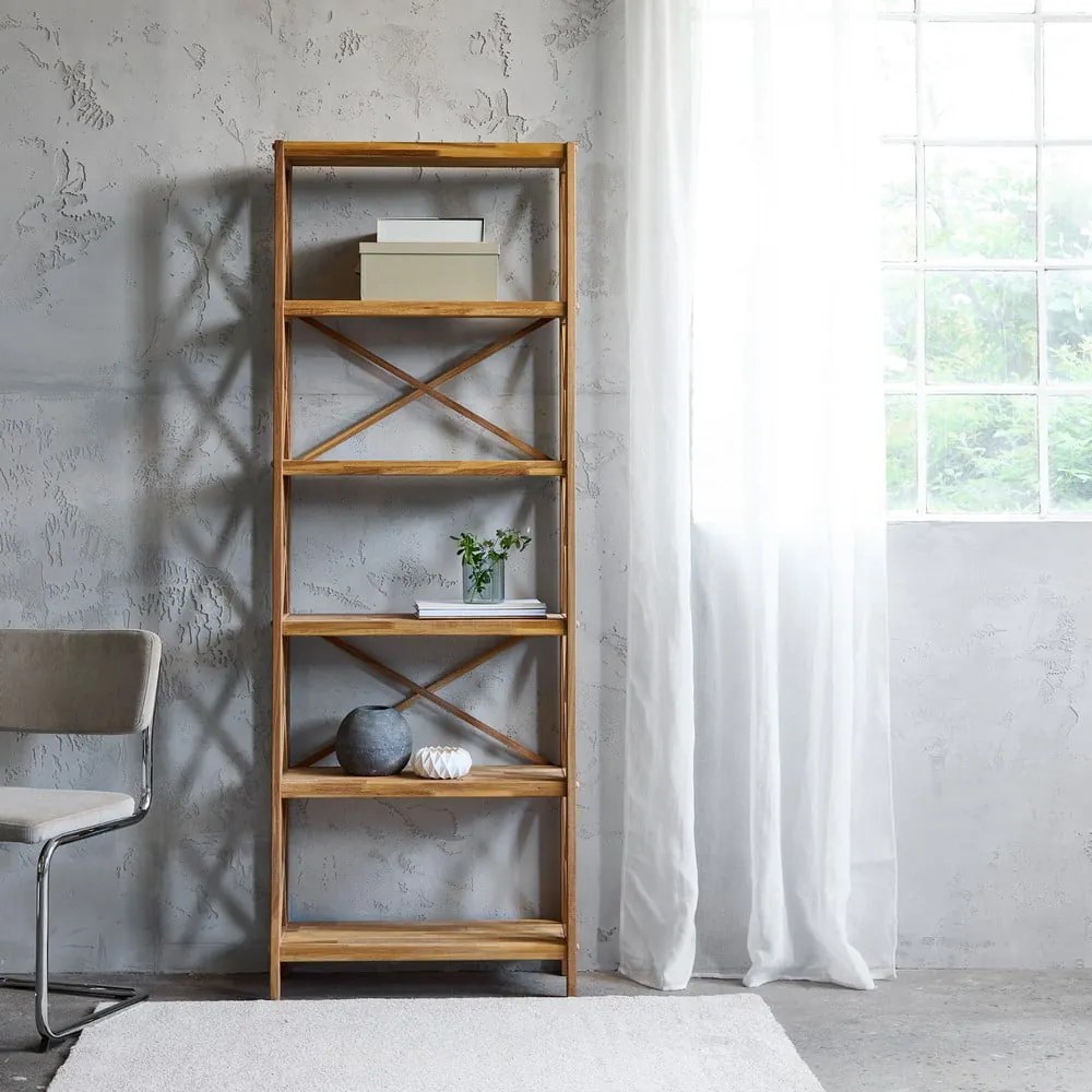 Natúr színű tölgyfa polcos állvány 70x198 cm X-Shelf – Unique Furniture