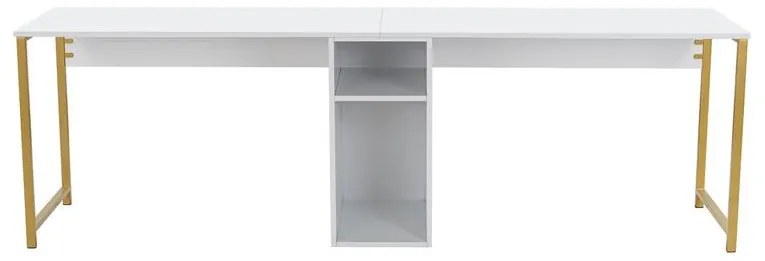 Íróasztal Twin Study Desk - Fehér, Arany
