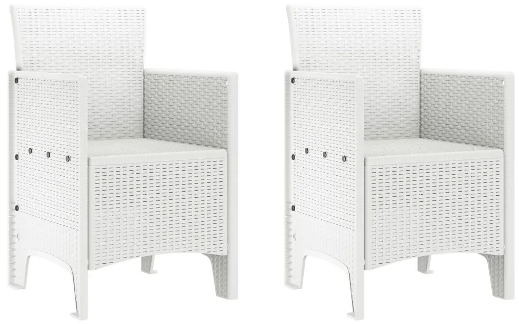 3 Részes Kerti Étkezőszett Fehér Poly Rattan