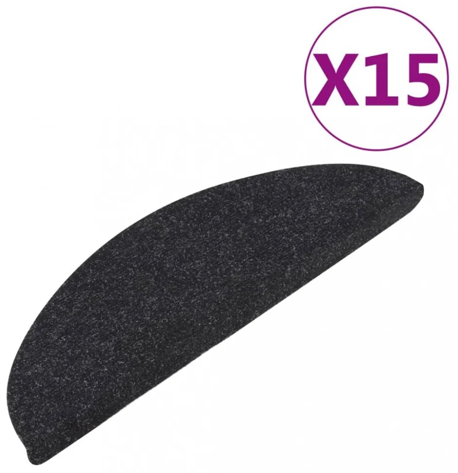 15 db antracitszürke öntapadó lépcsőszőnyeg 65x22,5x3,5 cm