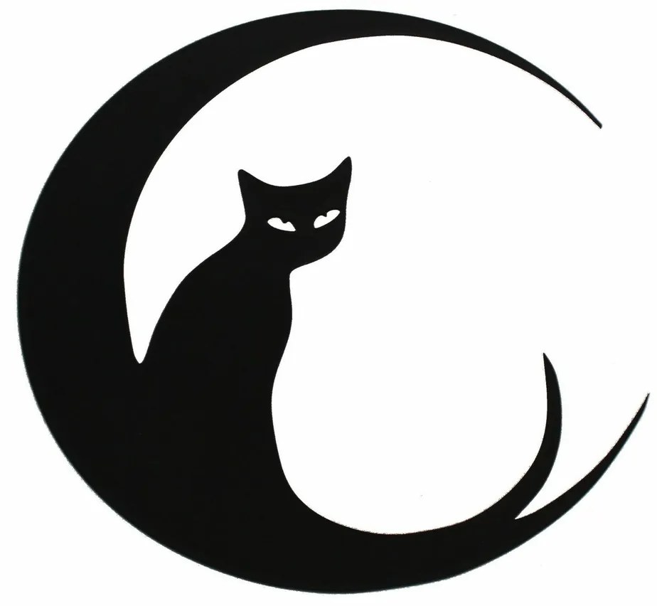 Hold macska, fa faragott fali dekoráció, átmérő35 cm