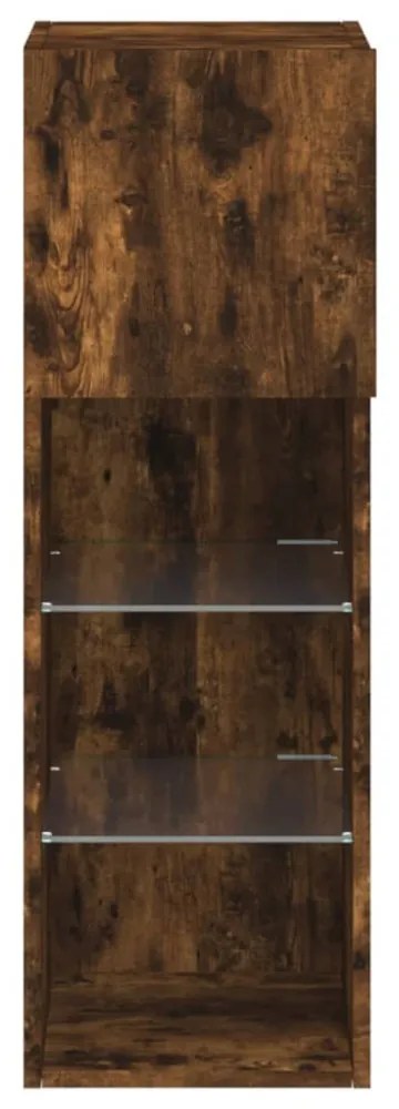füstös tölgy színű TV-szekrény LED-világítással 30,5x30x90 cm