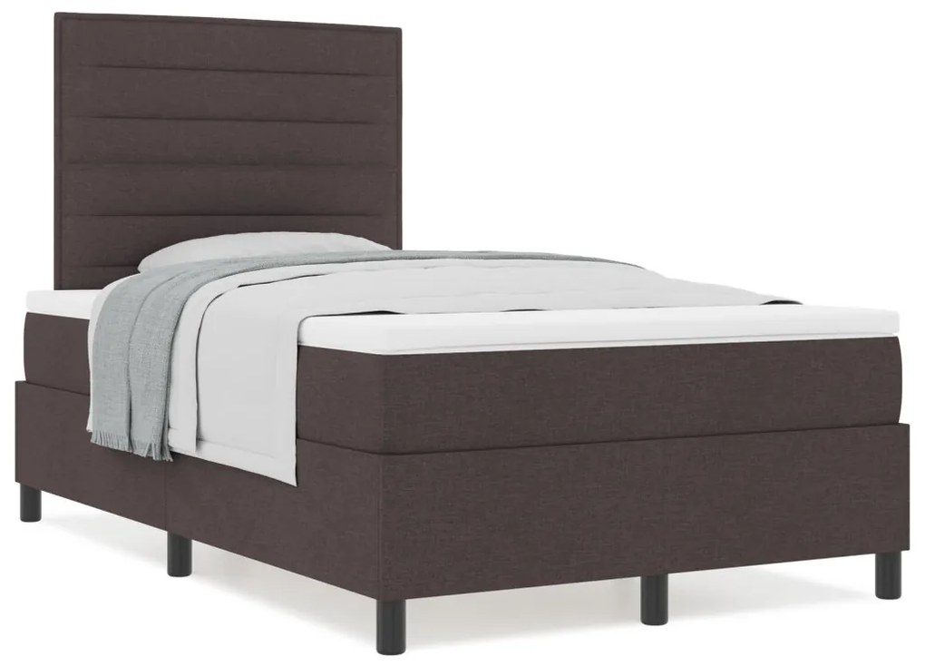 Box Spring Ágy Matraccal Sötétbarna Kis Dupla Szövet