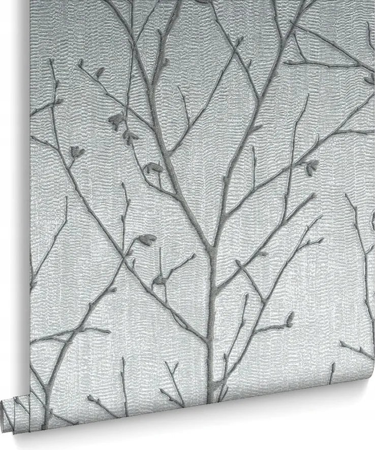 Tapéta Ezüst Fémes Fa Ágak Tapéta