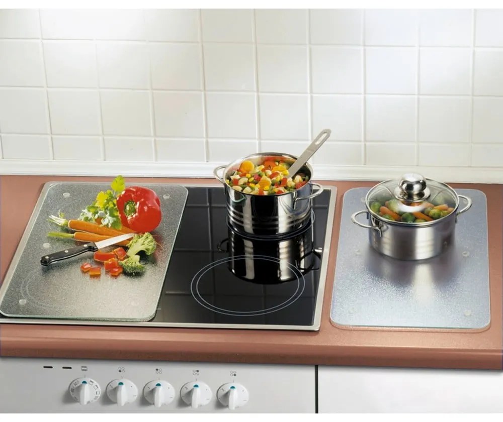 Edzett üveg tűzhely fedőlap szett 2 db-os 52x30 cm Transparent – Allstar