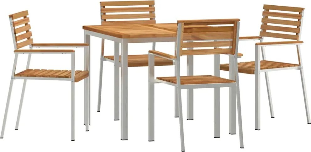 vidaXL Kert étkező szett 5 pcs Barna Tömör Teakfa