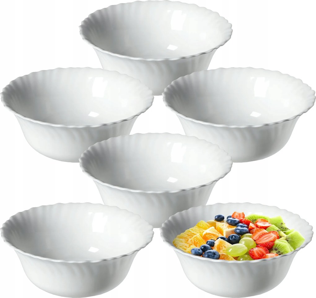 Üveg Salátatál Fehér 17,5 cm 6x